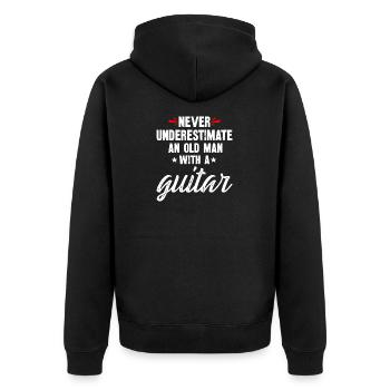 never underestimate an old man with a guitar - Unisex Premium Bio Zip Hoodie - Schwarz - Hinten - Nico (187cm)