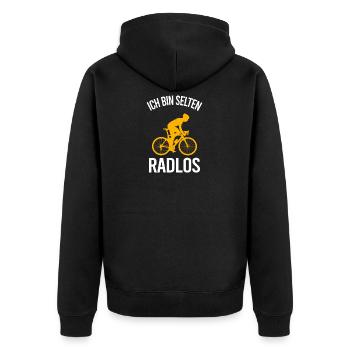 Ich Bin Selten Radlos Fahrrad Fahrradfaher - Unisex Premium Bio Zip Hoodie - Schwarz - Hinten - Nico (187cm)