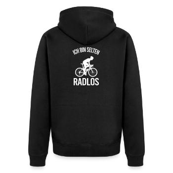 Ich Bin Selten Radlos Fahrrad Fahrradfaher - Unisex Premium Bio Zip Hoodie - Schwarz - Hinten - Nico (187cm)