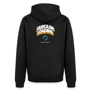 Sarcasme informatique Chargement Geek Pun Apparel - Veste à capuche bio Premium Unisexe - noir - Dos - Nico (187cm)