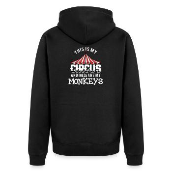 Circus Monkeys Carnaval Fête d’anniversaire Vêtements - Veste à capuche bio Premium Unisexe - noir - Dos - Nico (187cm)