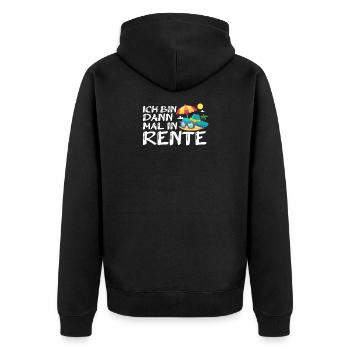 Ich bin dann mal in Rente - Unisex Premium Bio Zip Hoodie - Schwarz - Hinten - Nico (187cm)