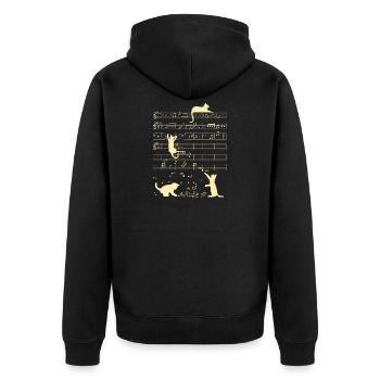 Niedliche Katzen Musiknoten Gelb Musiker Kunst - Unisex Premium Bio Zip Hoodie - Schwarz - Hinten - Nico (187cm)