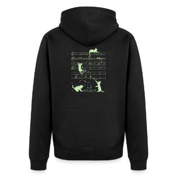 Niedliche Katzen Musiknoten Grüner Musiker Kunst - Unisex Premium Bio Zip Hoodie - Schwarz - Hinten - Nico (187cm)