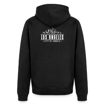 Los Angeles City Of Angels - Unisex Premium Bio Zip Hoodie - Schwarz - Hinten - Nico (187cm)