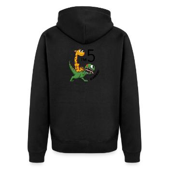 5. Geburtstag - 5 Jahre alt - Kindergeburtstag - Unisex Premium Bio Zip Hoodie - Schwarz - Hinten - Nico (187cm)