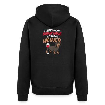 Pet My Weiner - Gift - Unisex Premium Organic Zip Hoodie - black - Back - Nico (187cm)