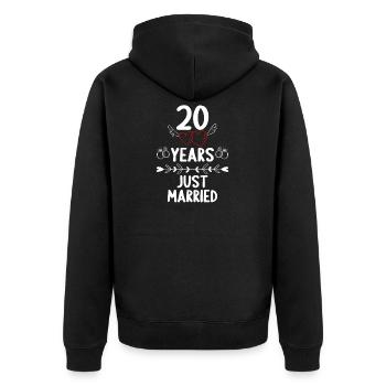 20 ans 20 Yaers just married 20 ans de mariage - Veste à capuche bio Premium Unisexe - noir - Dos - Nico (187cm)
