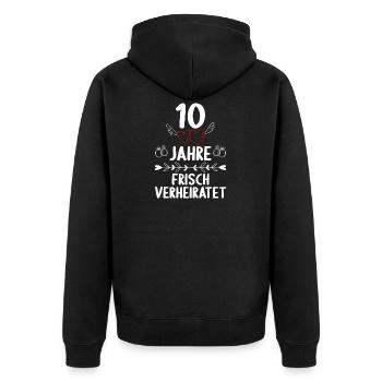 10 Jahre frisch verheiratet 10. Hochzeitstag - Unisex Premium Bio Zip Hoodie - Schwarz - Hinten - Nico (187cm)