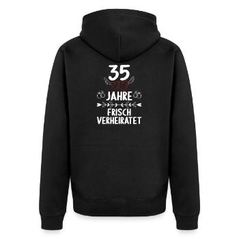 35 Jahre frisch verheiratet 35. Hochzeitstag - Unisex Premium Bio Zip Hoodie - Schwarz - Hinten - Nico (187cm)