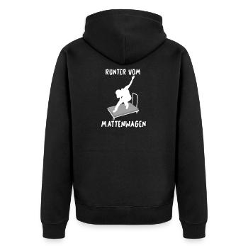 Runter vom Mattenwagen Geschenk Spruch Trainer - Unisex Premium Bio Zip Hoodie - Schwarz - Hinten - Nico (187cm)