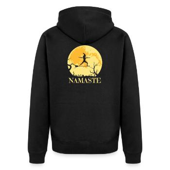 Namaste Witch Besen Joga - Unisex Premium Organic Zip Hoodie - black - Back - Nico (187cm)