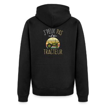 j'peux pas j'ai tracteur - cadeau agriculteur - Veste à capuche bio Premium Unisexe - noir - Dos - Nico (187cm)