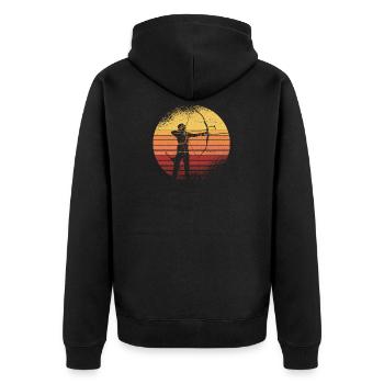 Archery Vintage Archer Archery - Unisex Premium Organic Zip Hoodie - black - Back - Nico (187cm)