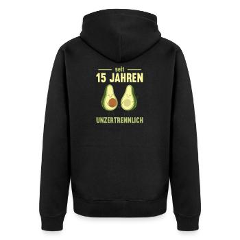 15 Jahre verheiratet Avocado 15. Hochzeitstag - Unisex Premium Bio Zip Hoodie - Schwarz - Hinten - Nico (187cm)