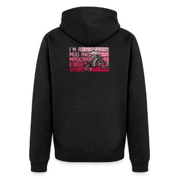 Muddy Dirty Girl Schlamm Liebe Geschenke Schlamm u - Unisex Premium Bio Zip Hoodie - Schwarz - Hinten - Nico (187cm)