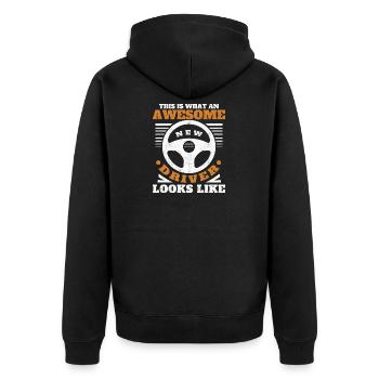 This Is What A New Driver Looks Like Driver's - Unisex Premium Organic Zip Hoodie - black - Back - Nico (187cm)