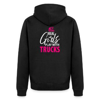 Fernfahrer LKW Fahrer Berufskraftfahrer - Unisex Premium Bio Zip Hoodie - Schwarz - Hinten - Nico (187cm)