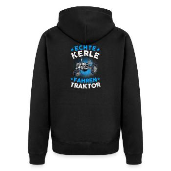 Echte Kerle fahren Traktor - Unisex Premium Bio Zip Hoodie - Schwarz - Hinten - Nico (187cm)
