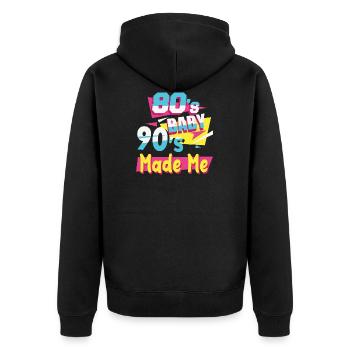 Retro 80er Baby 90er Made Me Nineties Geschenke - Unisex Premium Bio Zip Hoodie - Schwarz - Hinten - Nico (187cm)