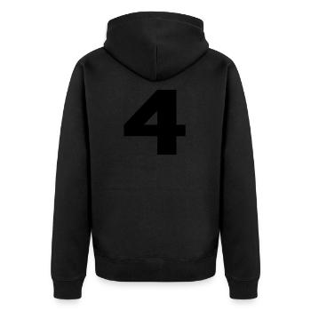 Number 4 in black - Unisex Premium Organic Zip Hoodie - black - Back - Nico (187cm)