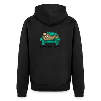 Faultier lustig auf Sofa Geschenk - Unisex Premium Bio Zip Hoodie - Schwarz - Hinten - Nico (187cm)