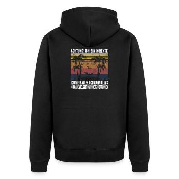 Achtung Ich Bin In Rente Pensionäre Ruhestand - Unisex Premium Bio Zip Hoodie - Schwarz - Hinten - Nico (187cm)