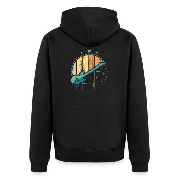 Bass gitarre vintage - Unisex Premium Bio Zip Hoodie - Schwarz - Hinten - Nico (187cm)