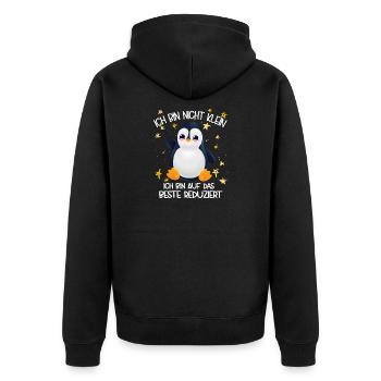 Ich bin nicht klein ich bin aufs beste reduziert - Unisex Premium Bio Zip Hoodie - Schwarz - Hinten - Nico (187cm)