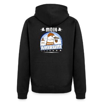 SEAGULL MOIN AMRUM - Unisex Premium Organic Zip Hoodie - black - Back - Nico (187cm)