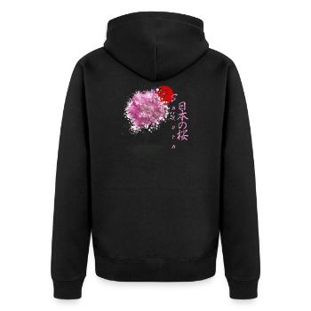 Sakura Fleurs japonaises de cerisier Arbre à fleurs de cerisier - Veste à capuche bio Premium Unisexe - noir - Dos - Nico (187cm)