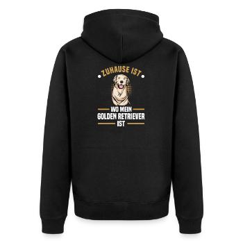Golden-Retriever | Golden Retriever - Unisex Premium Bio Zip Hoodie - Schwarz - Hinten - Nico (187cm)
