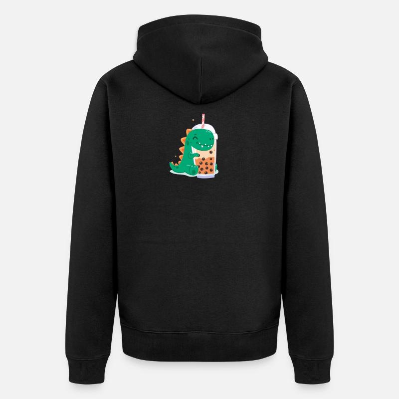 Bubble Tea Dino - Unisex Premium Bio Zip Hoodie - Schwarz