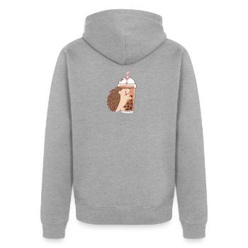 Bubble Tea Hérissons - Veste à capuche bio Premium Unisexe - gris chiné - Dos - Nico (187cm)