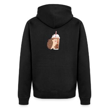 Bubble Tea Igel - Unisex Premium Bio Zip Hoodie - Schwarz - Hinten - Nico (187cm)