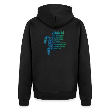 New Zealand Haka Ka Mate Song Turtle Rugby - Unisex Premium Organic Zip Hoodie - black - Back - Nico (187cm)