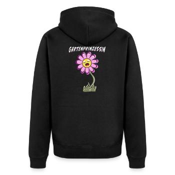 BLUME GARTENPRINZESSIN - Unisex Premium Bio Zip Hoodie - Schwarz - Hinten - Nico (187cm)