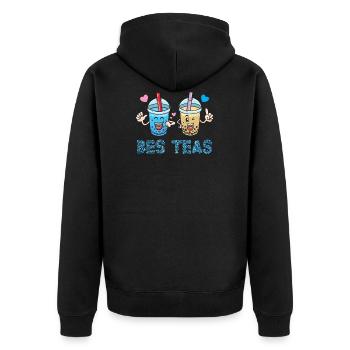 Bes Teas Bubble Tea Boba Tea - Unisex Premium Organic Zip Hoodie - black - Back - Nico (187cm)