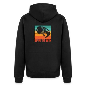 Tischtennis Spin to Win Spieler Spielerin - Unisex Premium Bio Zip Hoodie - Schwarz - Hinten - Nico (187cm)