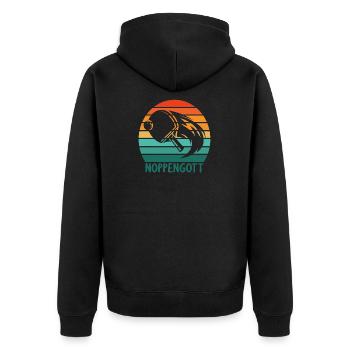 Tischtennis Spieler Spielerin Noppengott - Unisex Premium Bio Zip Hoodie - Schwarz - Hinten - Nico (187cm)