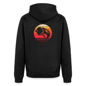 Tischtennis Vintage Retro Spieler Spielerin - Unisex Premium Bio Zip Hoodie - Schwarz - Hinten - Nico (187cm)