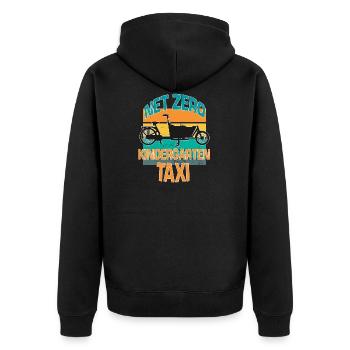 Retro Lastenbike Lastenfahrrad Kita Cargo Bike - Unisex Premium Bio Zip Hoodie - Schwarz - Hinten - Nico (187cm)