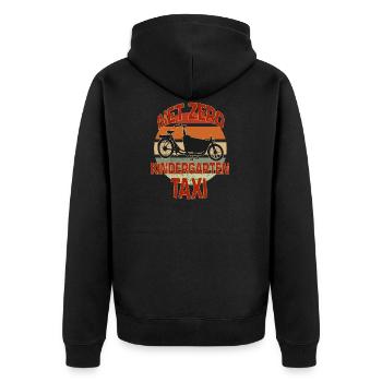 Retro Lastenbike Lastenfahrrad Kita Cargo Bike - Unisex Premium Bio Zip Hoodie - Schwarz - Hinten - Nico (187cm)