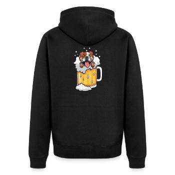 Bouledogue anglais dans un verre de bière - Veste à capuche bio Premium Unisexe - noir - Dos - Nico (187cm)