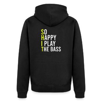 So Happy I Play The Bass Music Bass Player Bassist - Unisex Premium Organic Zip Hoodie - black - Back - Nico (187cm)