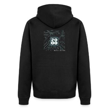 Geburtstag 2000 00 Vintage Retro Jahrgang Geschenk - Unisex Premium Bio Zip Hoodie - Schwarz - Hinten - Nico (187cm)