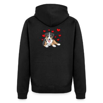 Appenzeller Sennenhund avec des cœurs - Veste à capuche bio Premium Unisexe - noir - Dos - Nico (187cm)