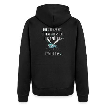 Moskito, Mücken, Stechmücke, Mücke - lustig - Unisex Premium Bio Zip Hoodie - Schwarz - Hinten - Nico (187cm)