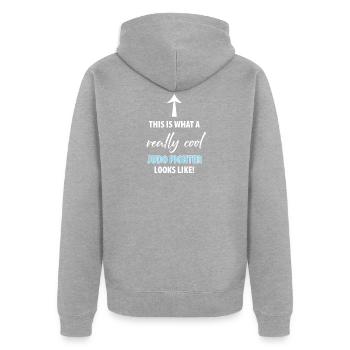 Judo Judokämpfer Kampfkunst - Unisex Premium Bio Zip Hoodie - Grau meliert - Hinten - Nico (187cm)