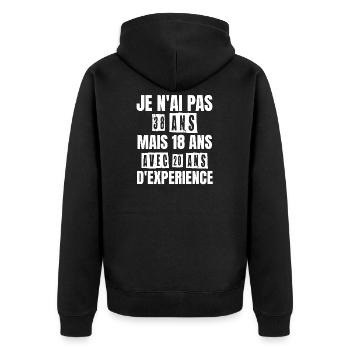 Cadeau d'anniversaire 38 ans - Veste à capuche bio Premium Unisexe - noir - Dos - Nico (187cm)